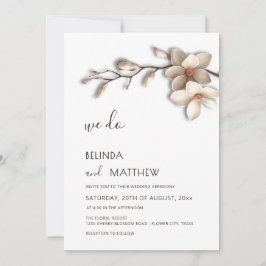 Convites Ivory 3D Flor de Magnólia Casamento Casual
