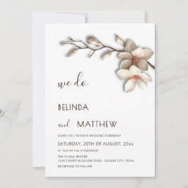 Convites Ivory 3D Magnólia Flor Casamento Informal