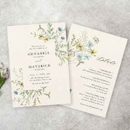 Convites Ivory All In One Delicate Wildflower Wedding