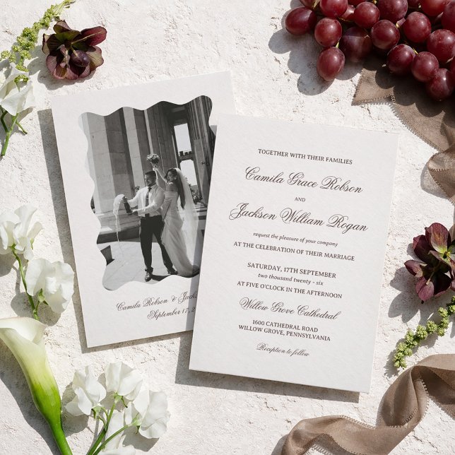 Convites Ivory and Brown Wedding (Criador carregado)