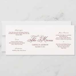 Convites Ivory and Burgundy Wedding Menu Card