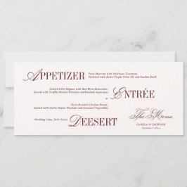 Convites Ivory and Burgundy Wedding Menu Card