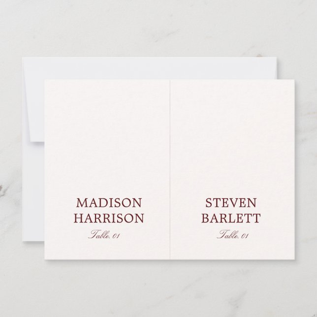 Convites Ivory and Burgundy Wedding Place Card DIY (Frente)