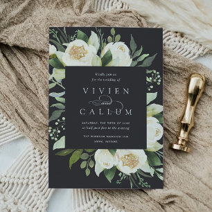 Convites Ivory Bloom Casamento de Mola Floral de Aquarela