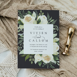 Convites Ivory Bloom   Casamento de Mola Floral de Aquarela