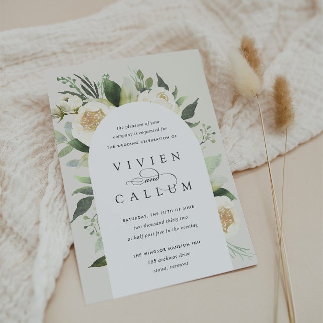 Convites Ivory Bloom | Casamento por arco floril (Criador carregado)