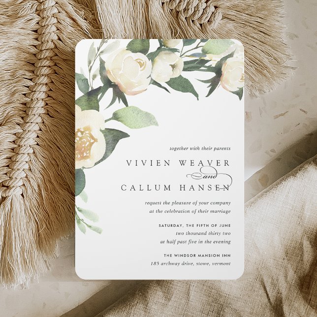 Convites Ivory Bloom | Watercolor Floral Wedding (Criador carregado)