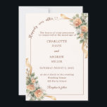 Convites Ivory champagne florals ribbon elegant wedding<br><div class="desc">Celebrate your special day with this elegant and romantic floral wedding invitation featuring soft champagne tones, delicate flowers, and flowing ribbon details. The design is framed with a refined border and finished with a graceful script accent, creating a timeless and sophisticated look. Perfect for garden weddings, romantic ceremonies, or classic...</div>