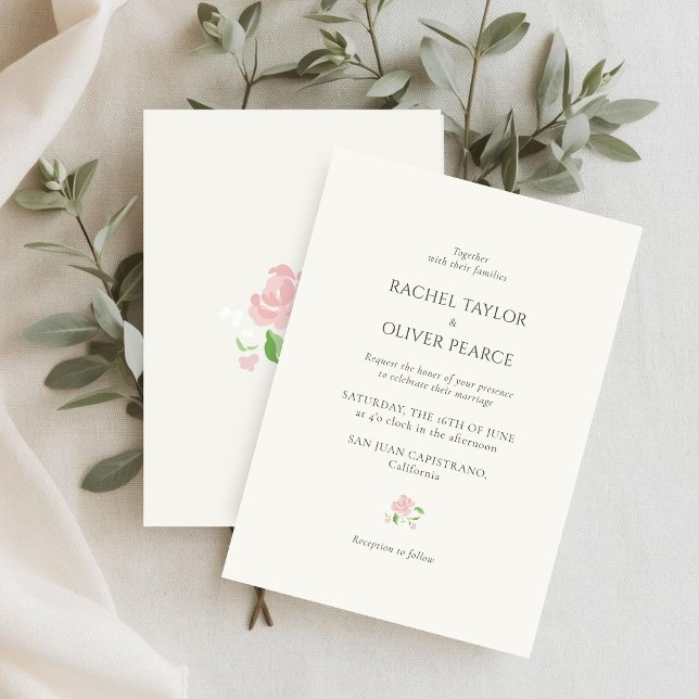 Convites Ivory | Chic Watercolor Floral Wedding  (Criador carregado)