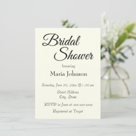 Convites Ivory Color Simple Style Bridal Shower