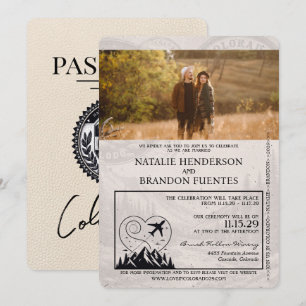 Convites Ivory Colorado Passport Wedding