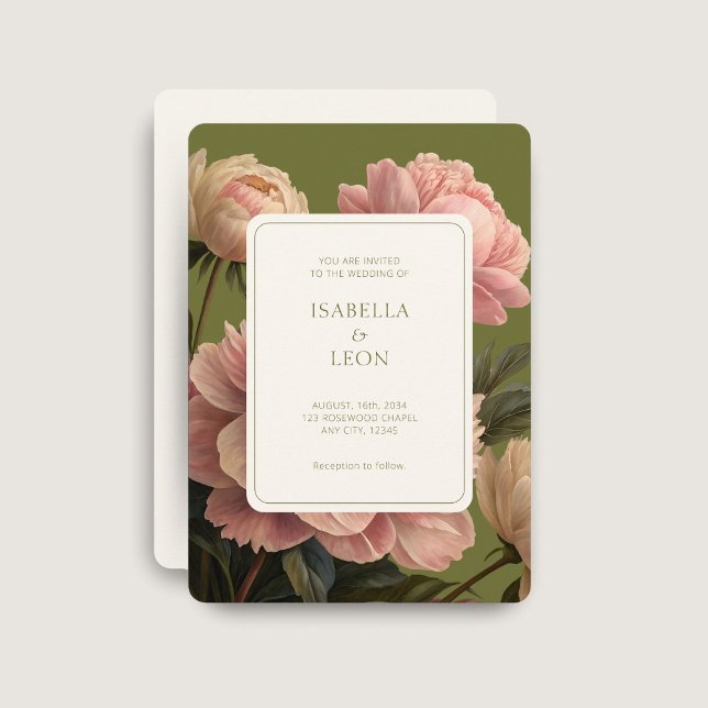 Convites Ivory Cream | Casamento de Rosa da Olive Green (Criador carregado)