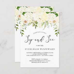 Convites Ivory Cream Floral Greenerescência Sip e Veja Baby