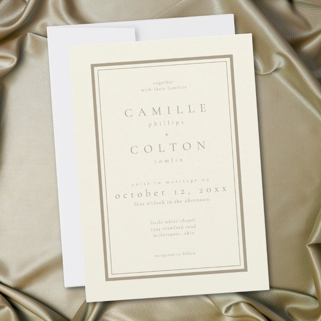 Convites Ivory Cream Minimalist Frame Wedding (Ivory Cream Minimalist Frame Wedding Invitation)