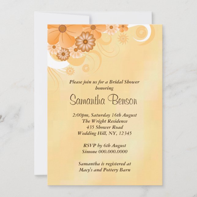 Convites Ivory Dourado Hibiscus Floral Chá de panela Invite (Frente)