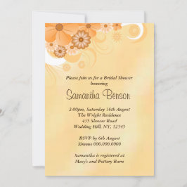 Convites Ivory Dourado Hibiscus Floral Chá de panela Invite