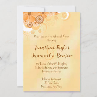 Convites Ivory Dourado Hibiscus Janto de ensaio Floral 5x7