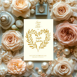 Convites Ivory e Coração Dourada Escuro Salvem o Casamento