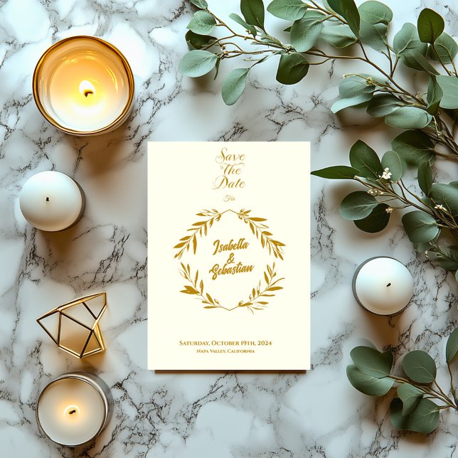 Convites Ivory e Dark Dourado Diamond salvem o casamento (Criador carregado)