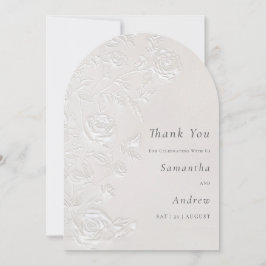 Convites Ivory Faux Blind Embossed Arch Wedding Thank You