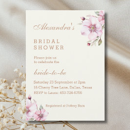 Convites Ivory Floral Dusty Pink Roses Bridal Shower