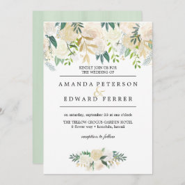 Convites Ivory Floral Rosas Greenery Caserna