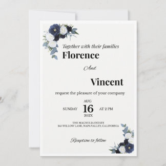 Convites Ivory Floral Wedding Invitation