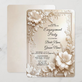 Convites Ivory Flowers Engagement Invitation