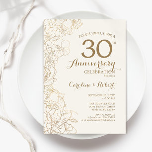 Convites Ivory Gold Floral 30º Aniversário