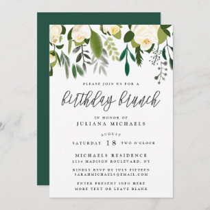Convites Ivory & Green Botanical Birthday Brunch