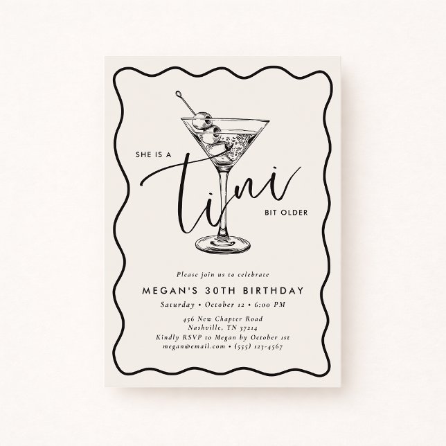 Convites Ivory Hand Drawn A Tini Bit Older 30’s Birthday  (Criador carregado)