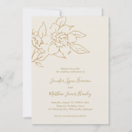 Convites Ivory Line Art Floral Elegant Wedding