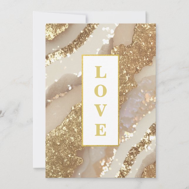 Convites *~ Ivory LOVE AR66 QR + RSVP Agate Wedding (Frente)