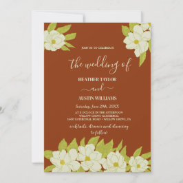 Convites Ivory Magnolia Flower Rusty Wedding