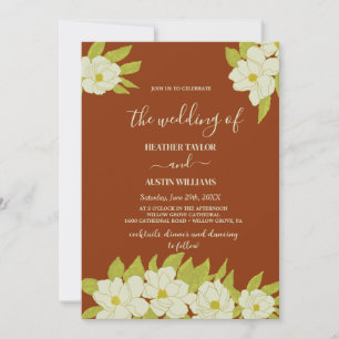 Convites Ivory Magnolia Flower Rusty Wedding