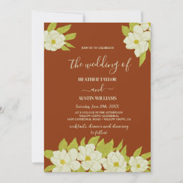 Convites Ivory Magnolia Flower Rusty Wedding