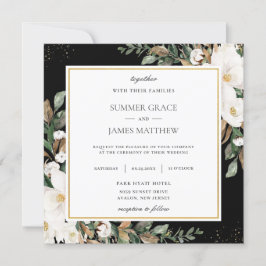 Convites Ivory Magnolias Cotton Floral Greenery Casamento