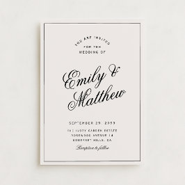 Convites Ivory Modern Script Wedding Invitation