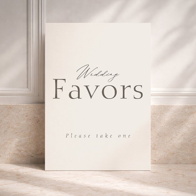 Convites Ivory Neutral Wedding Favor Table Sign (Criador carregado)