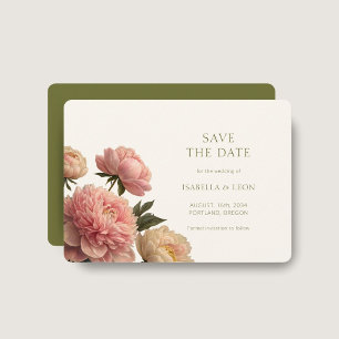 Convites Ivory & Olive Green Rosa Salve a data
