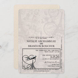 Convites Ivory Paris Passport Wedding