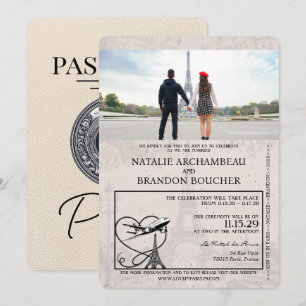 Convites Ivory Paris Passport Wedding