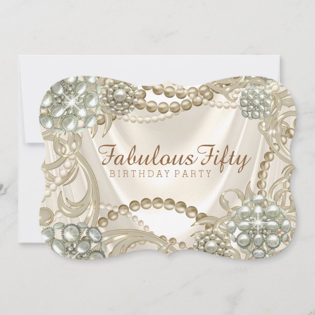 Convites Ivory Pearl Festa de aniversário (Frente)