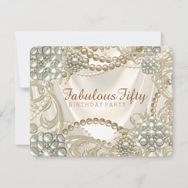 Convites Ivory Pearl Festa de aniversário (Frente)