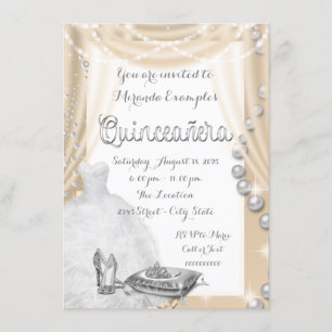 Convites Ivory Pearl Princess Quinceañera
