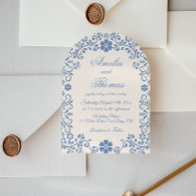 Ivory Powder Blue Whimsical Wedding Invitation