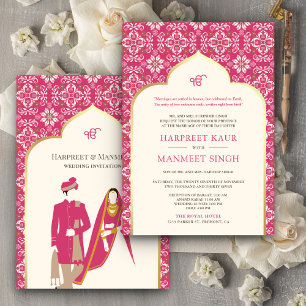 Convites Ivory Rani Padrão Rosa Anand Karaj Casamento Sikh