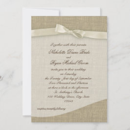 Convites Ivory Ribbon e Burlap Wedding