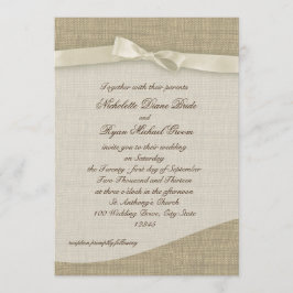 Convites Ivory Ribbon e Burlap Wedding