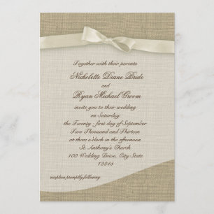 Convites Ivory Ribbon e Burlap Wedding